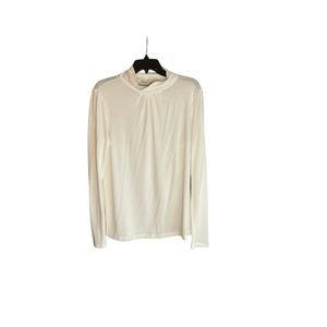 Kim Rogers L Ivory mock neck with pleats NWT